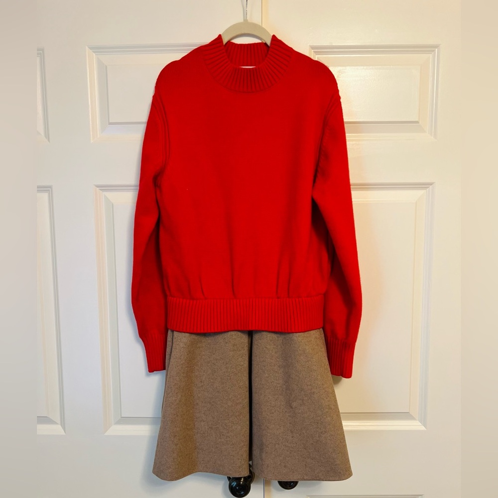 NWT Anthropologie Mare Mare red and camel twofer sweater dress size M